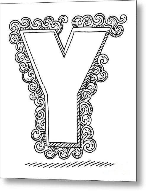 Monogram letter y swirl pattern drawing metal print by frank ramspott