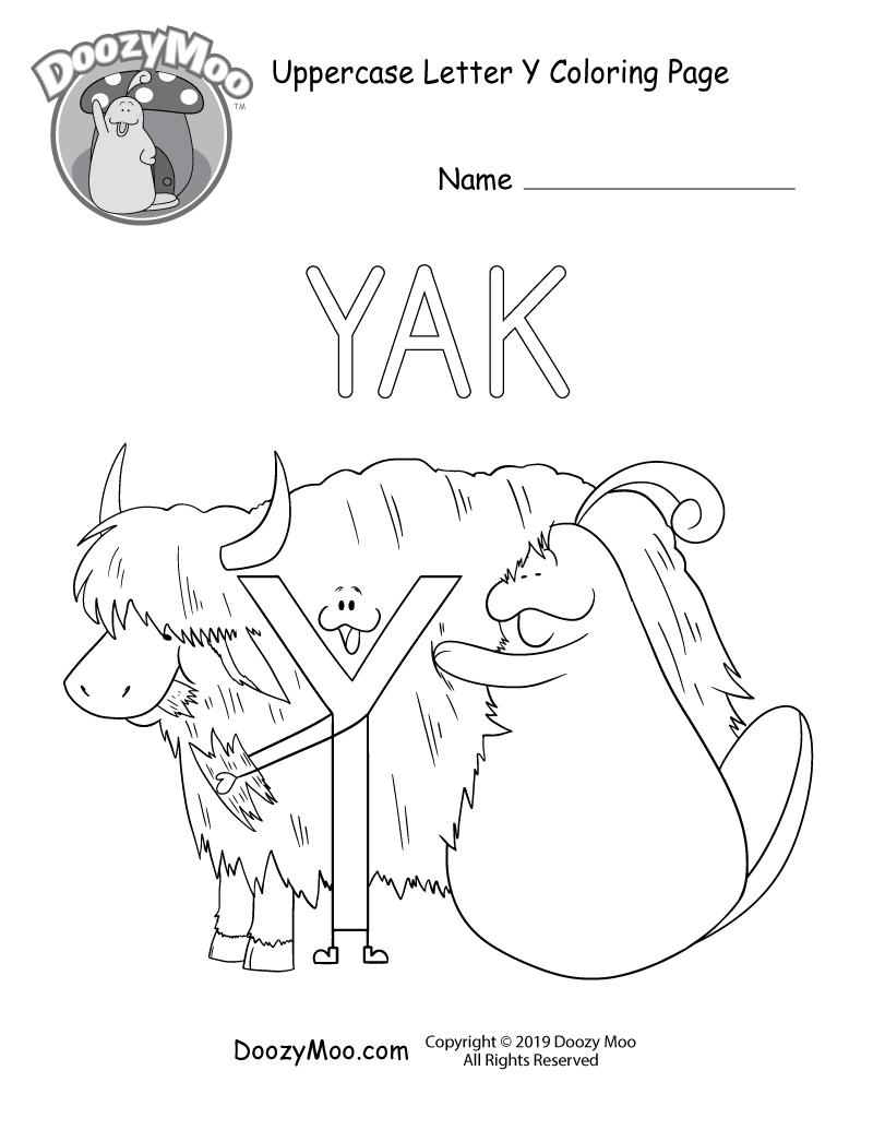 Cute uppercase letter y coloring page free printable