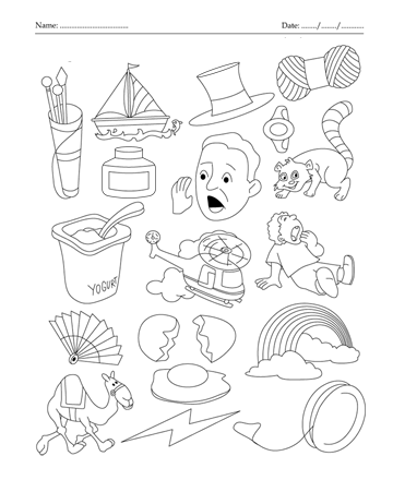 Color the picture which start with letter y printable coloring worksheet