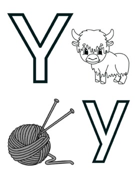 Letter y alphabet coloring page worksheet by knox worksheets tpt