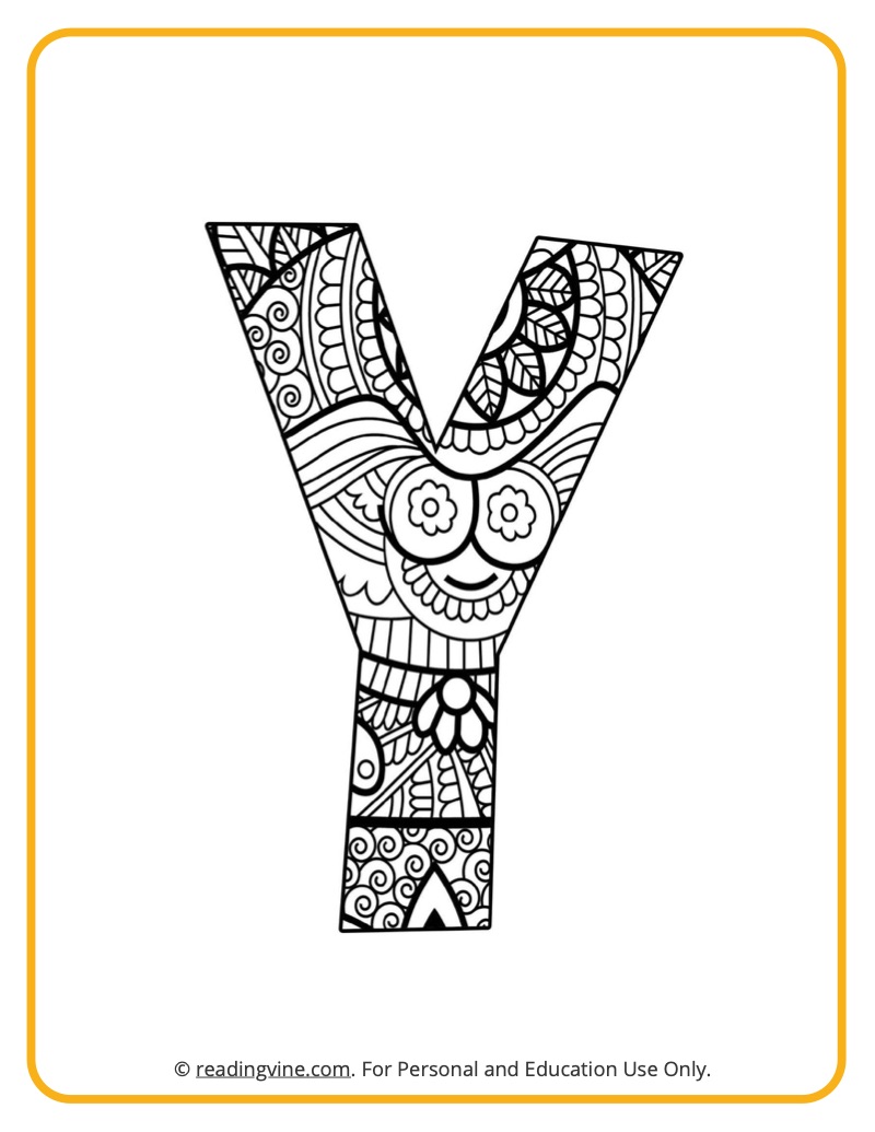 Letter y coloring pages