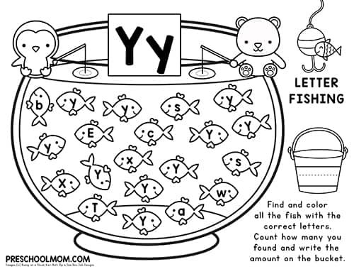 Letter y preschool printables