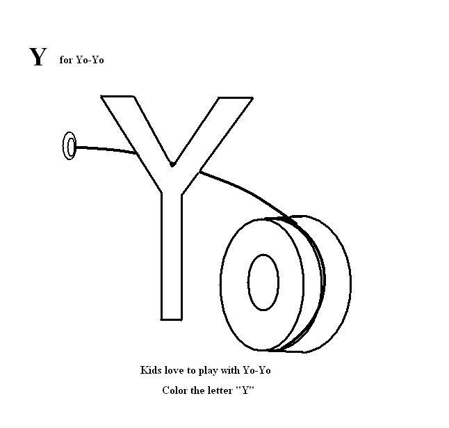 Letter y coloring printable page for kids