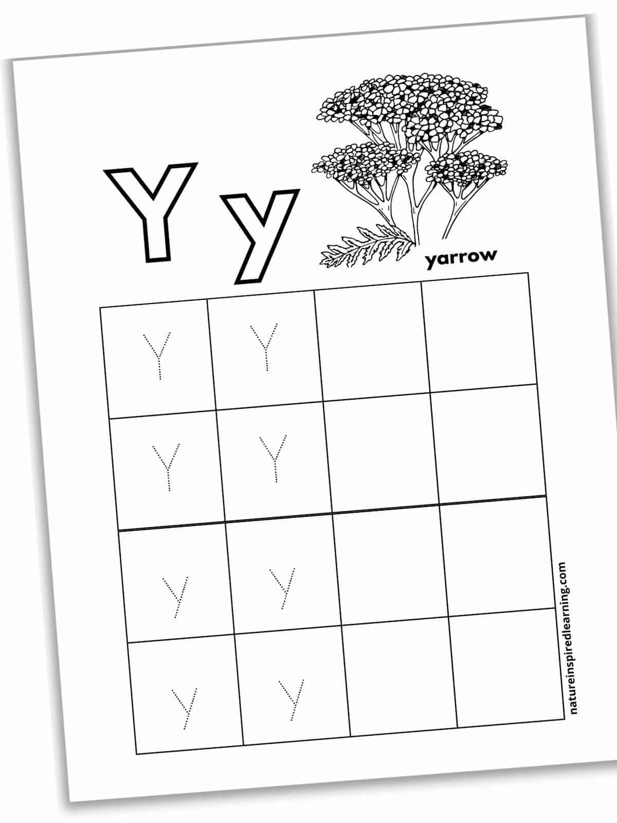 Letter y tracing worksheets