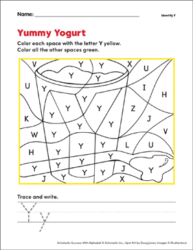 Yummy yogurt identify y printable skills sheets hidden pictures