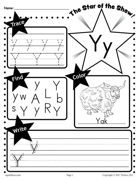 Letter y worksheet tracing coloring writing more â