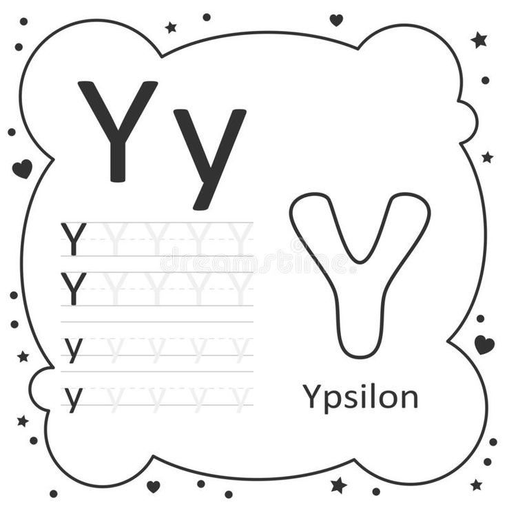 Coloring alphabet tracing letters ypsilon stock illustration