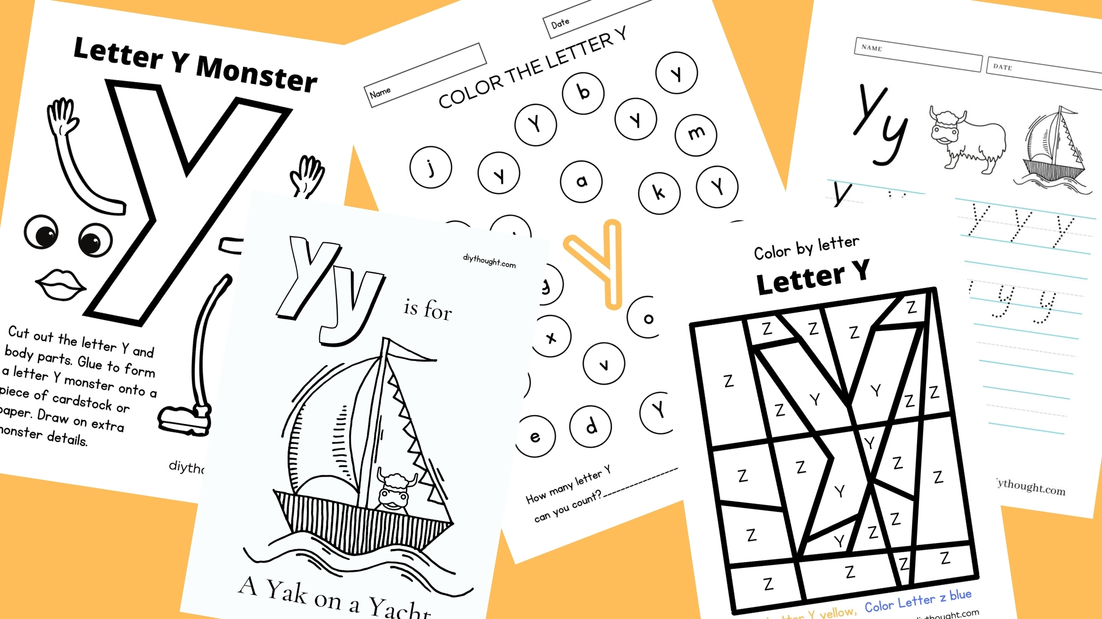 Free letter y printable worksheets