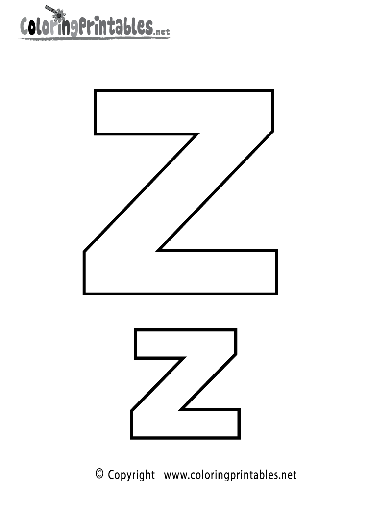 Alphabet letter z coloring page