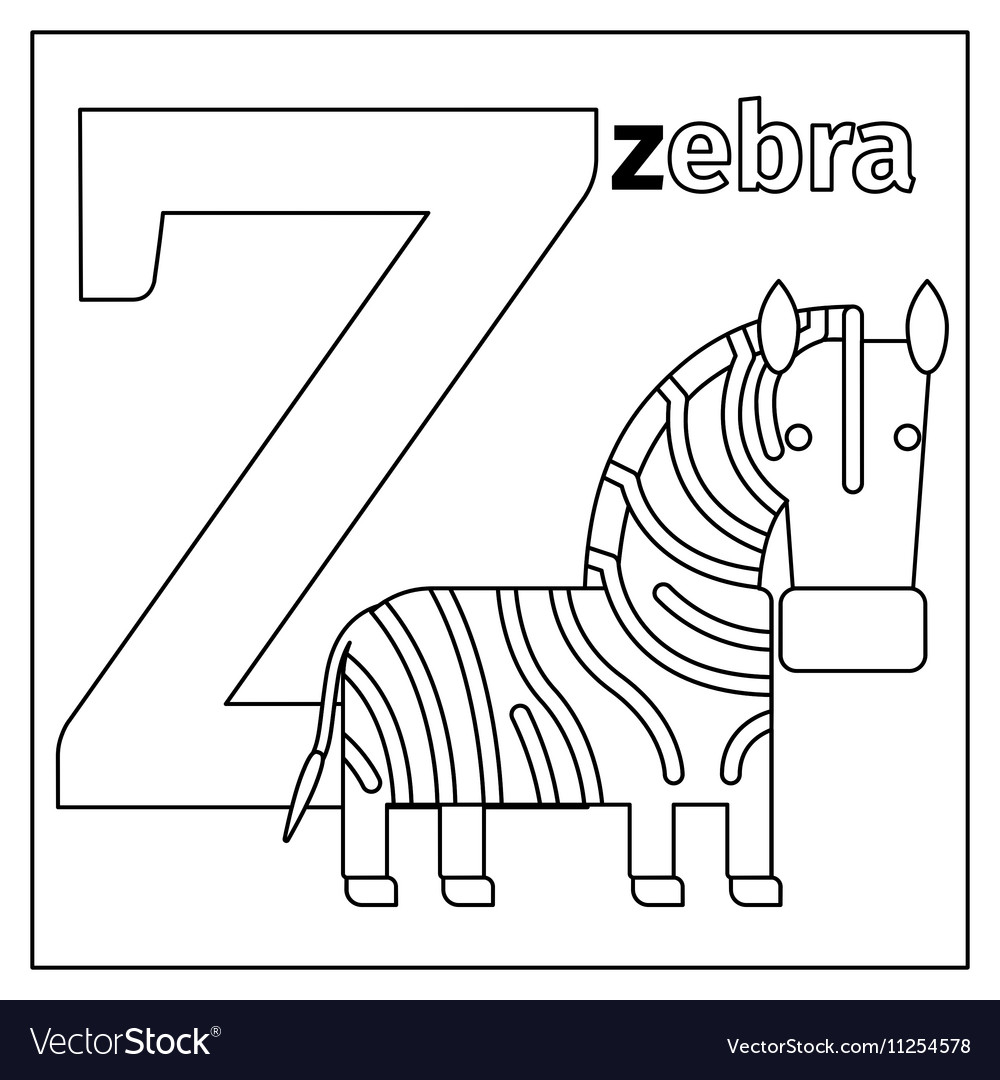 Zebra letter z coloring page royalty free vector image