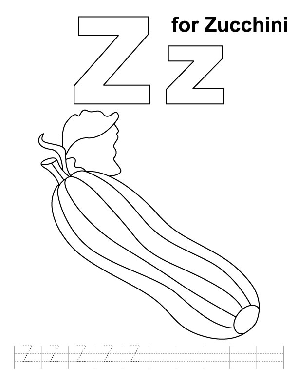 Z for zucchini coloring page with handwriting practice download free z for zucchini coloring page with handwriting practice for kids best coloring pages