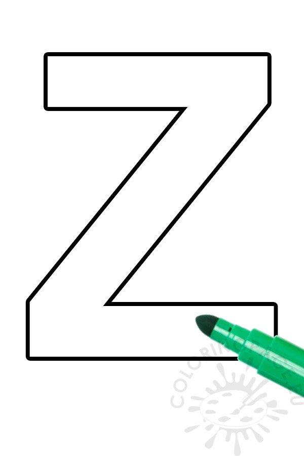 Printable letter z template coloring page