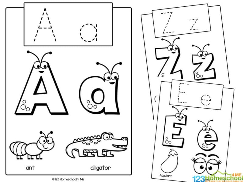 Free printable abc alphabet trace and color worksheets