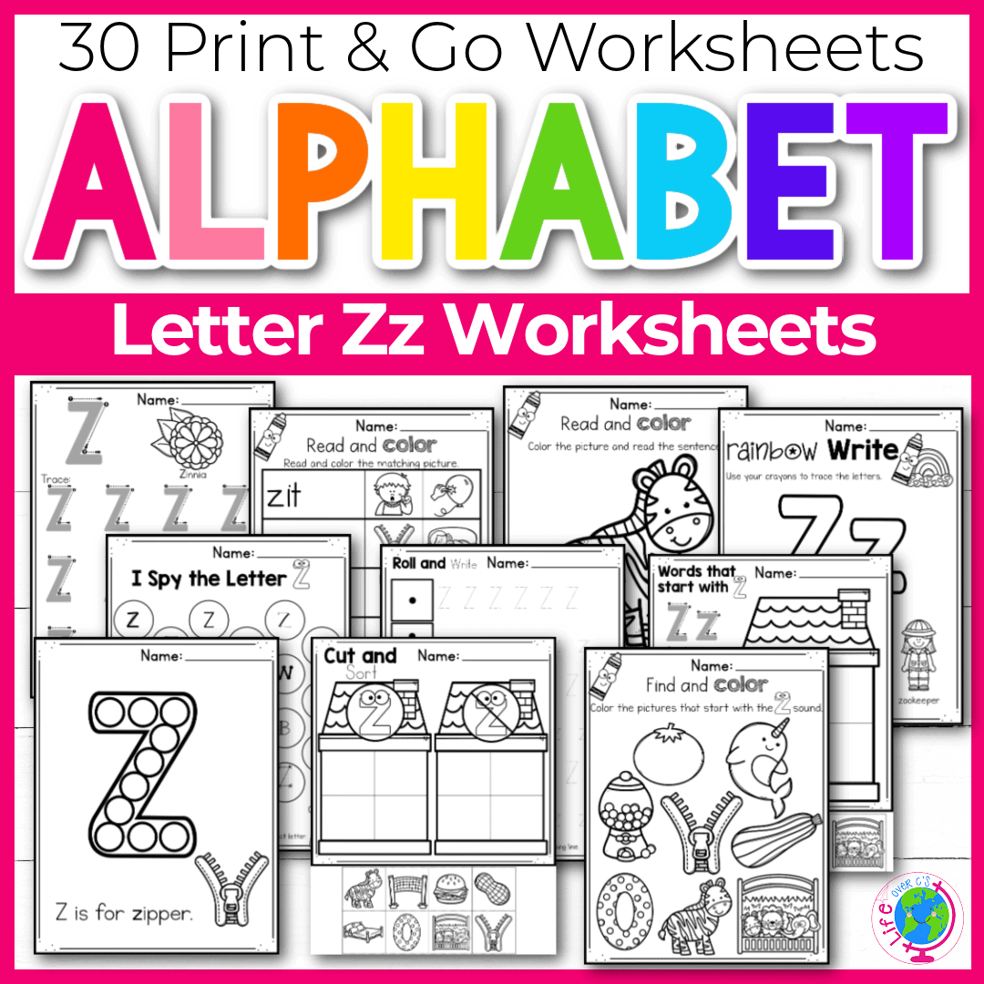 Free printable letter z worksheets tracing letter recognition alphabet sounds