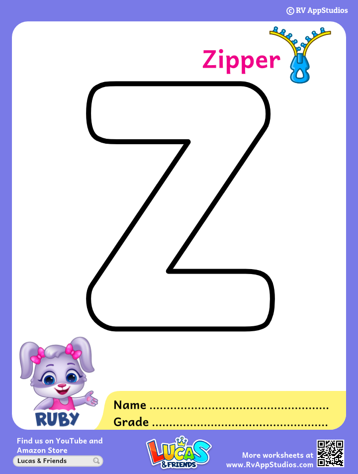 Letter z coloring pages