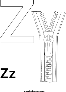 Alphabet coloring page letter z for zipper