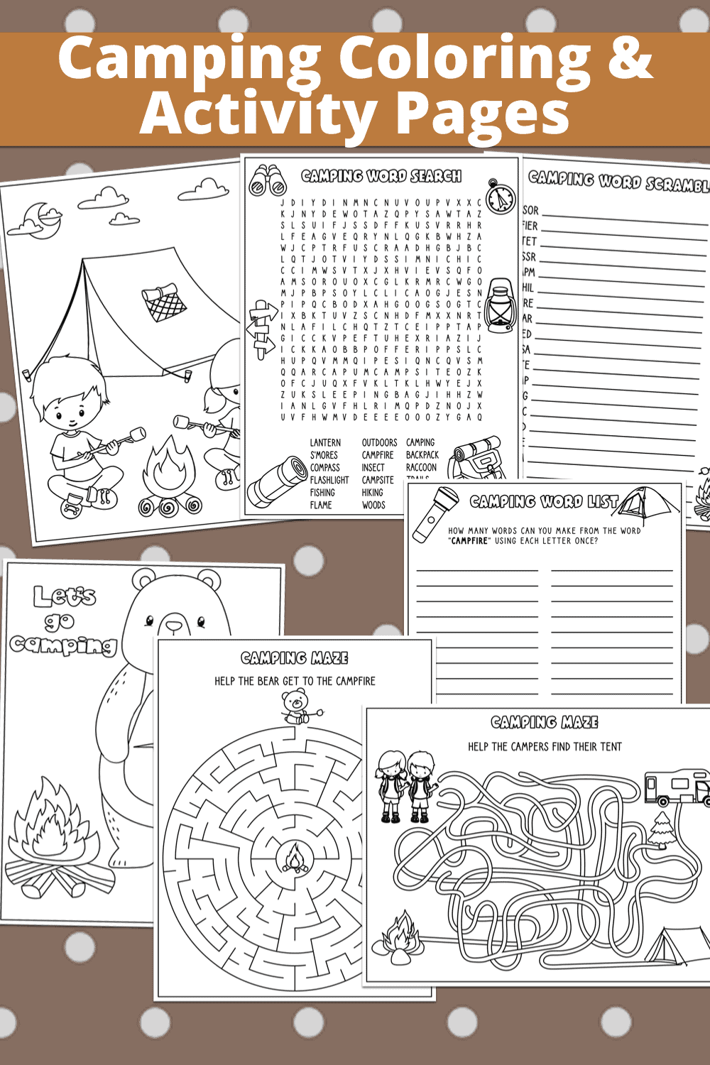 Free camping coloring pages and activity pages for kids