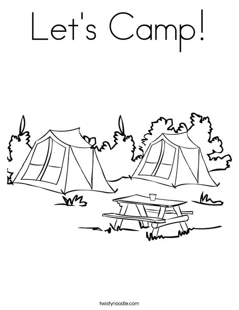 Lets camp coloring page