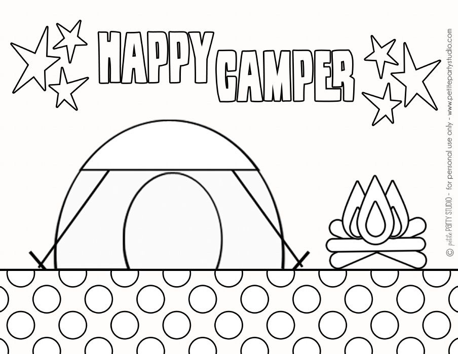 Camping coloring page by petite party studio camping coloring pages camping theme preschool coloring pages