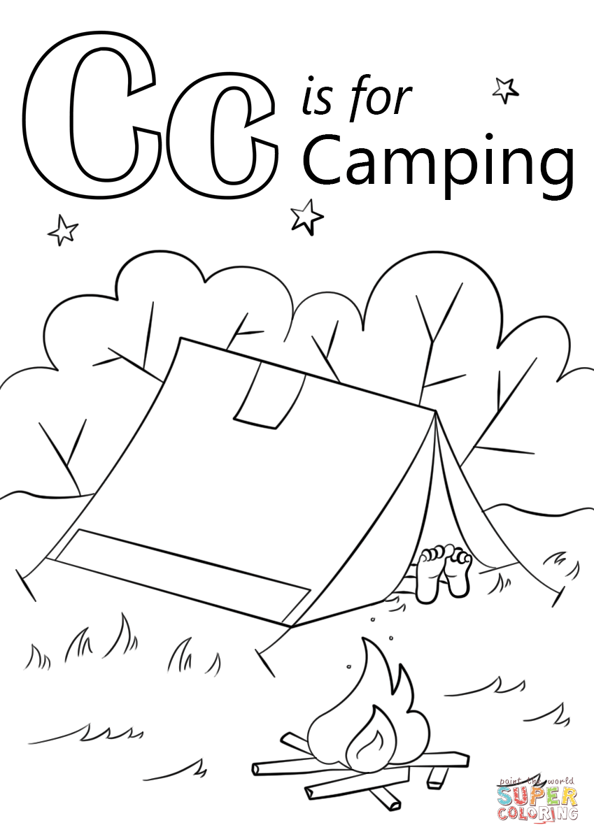 Letter c is for camping coloring page free printable coloring pages