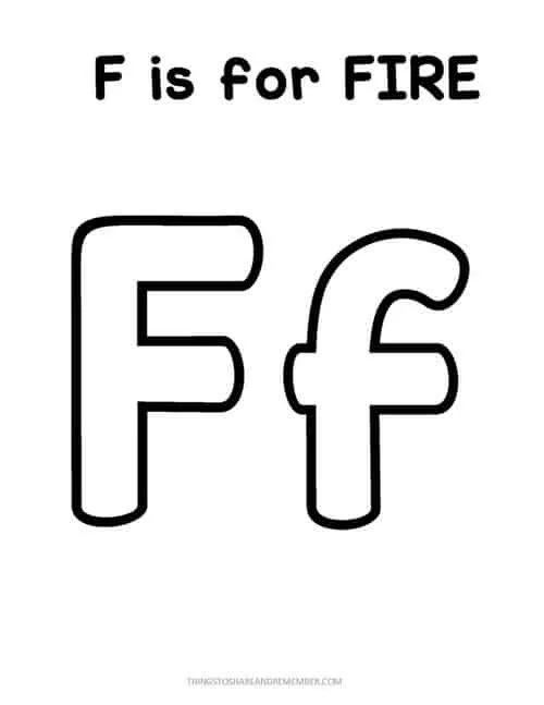 F is for fire coloring page share remember celebrating child home