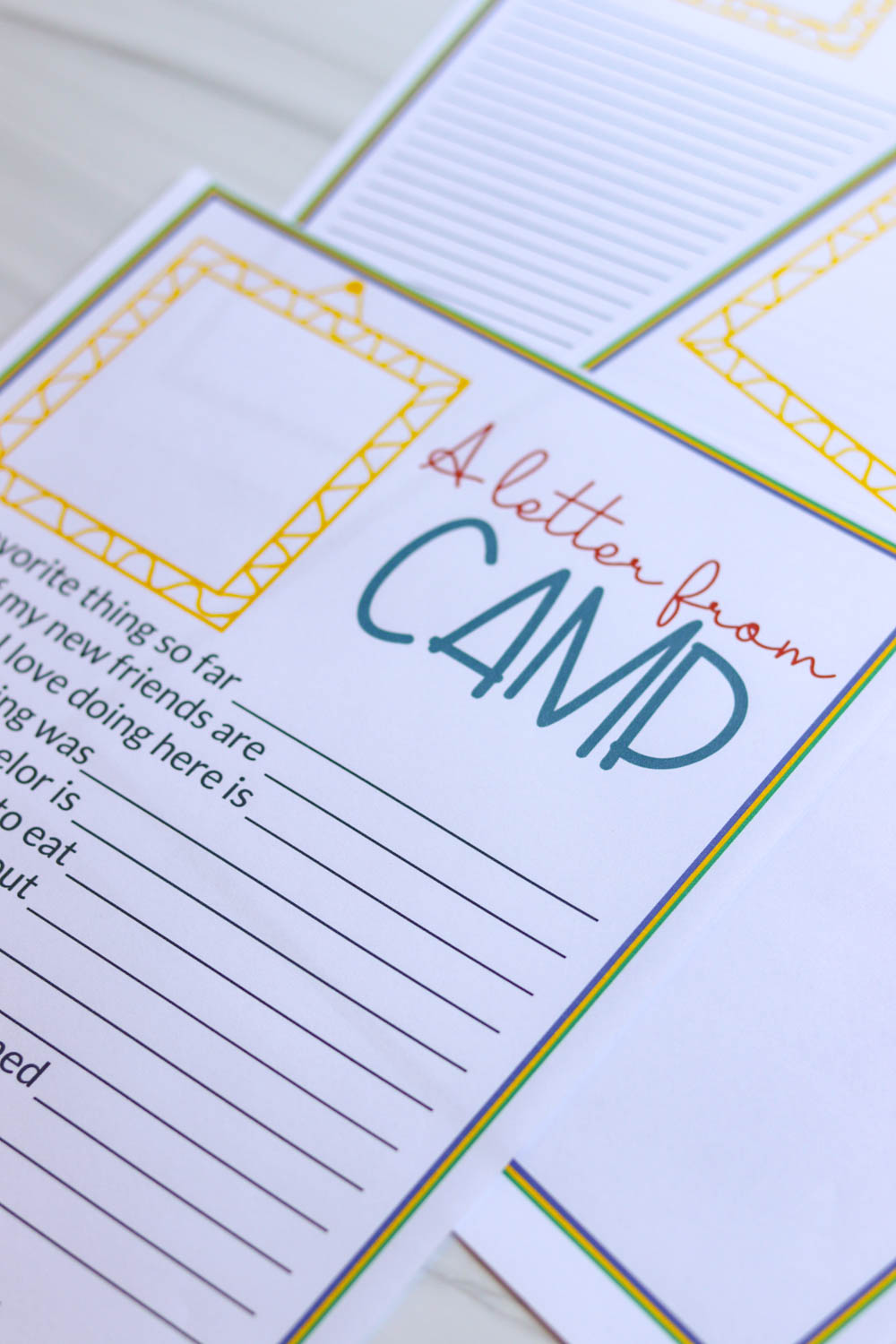 Letter from camp printable for kids