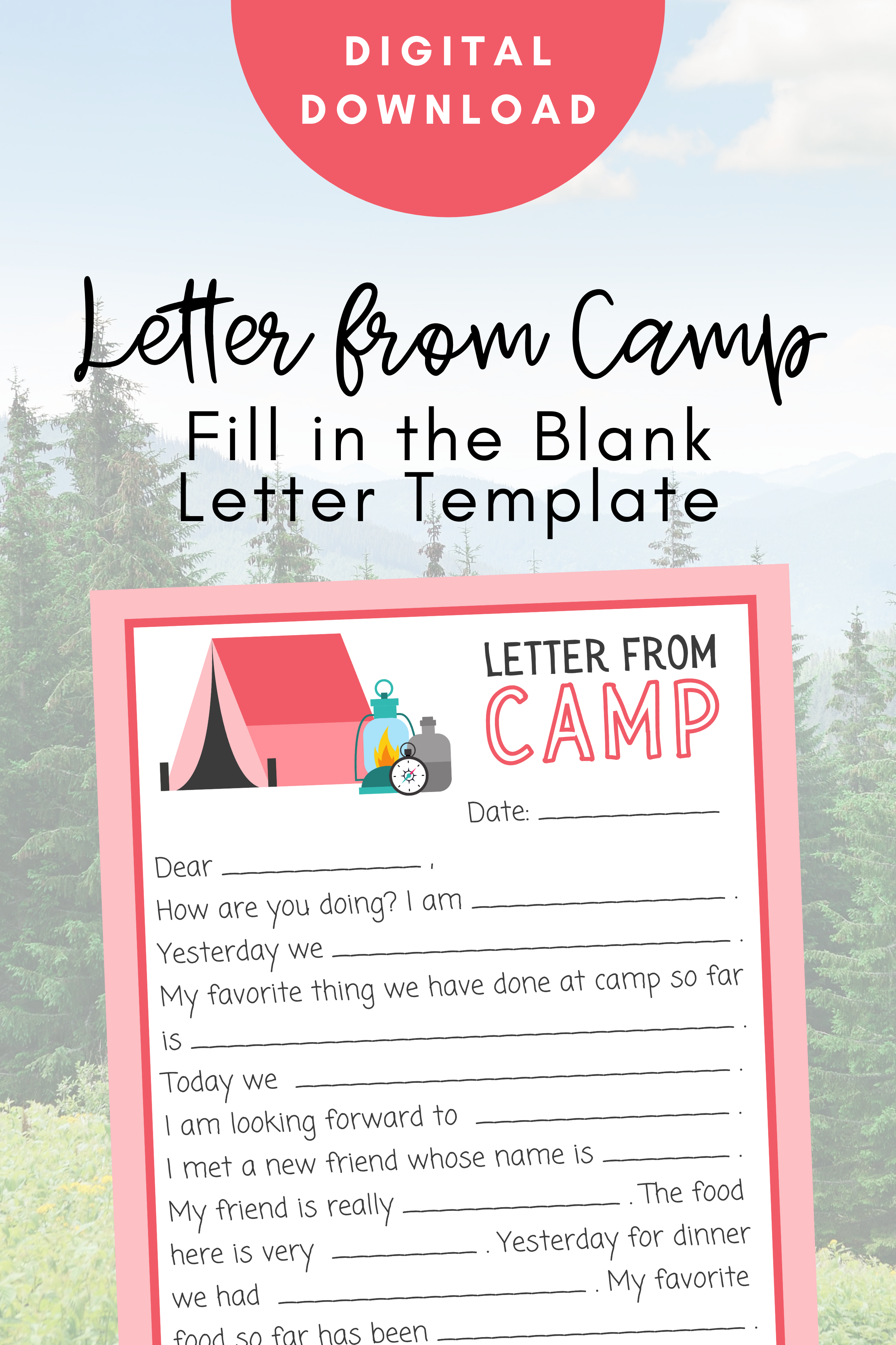 Letter from camp camp letters fill in blank summer camp