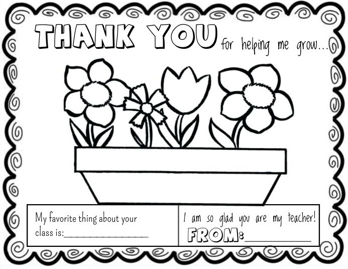 Teacher appreciation coloring page template