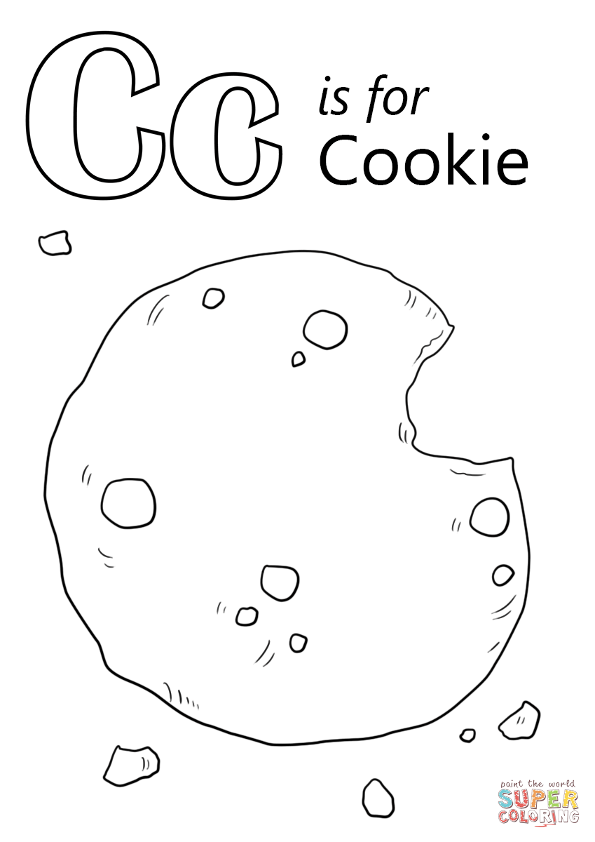 Letter c is for cookie coloring page free printable coloring pages