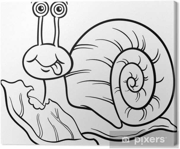 Canvas print snail and lettuce coloring page