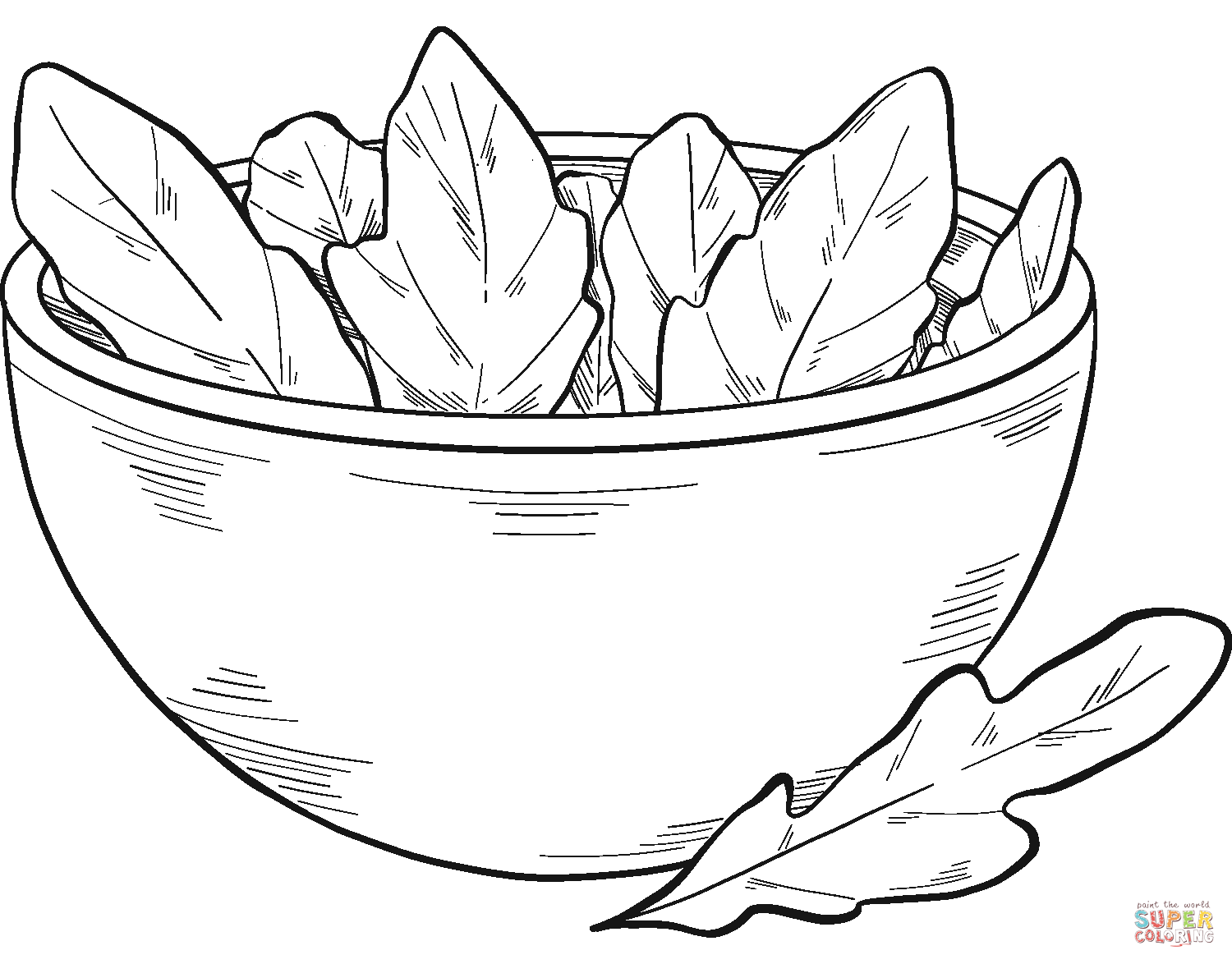 Bowl with lettuce coloring page free printable coloring pages