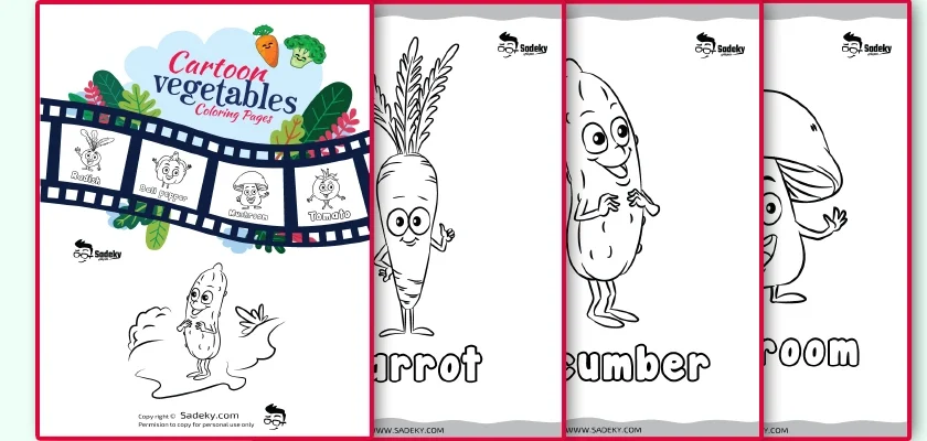 Free cartoon vegetables coloring pages with names