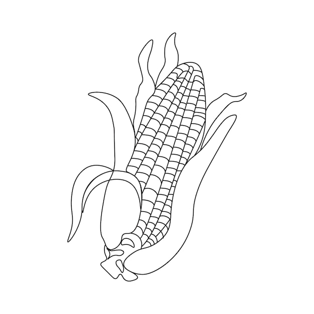 Premium vector corn vegetable clipart black and white vegetable coloring pages corn vegetable drawing