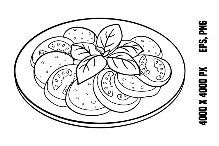 Delicious caprese salad for coloring