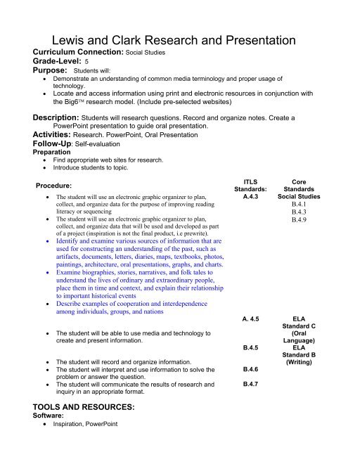 Lewis and clark lesson plan pdf file