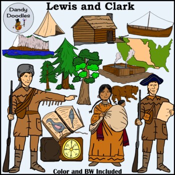 Lewis and clark clip art by dandy doodles tpt