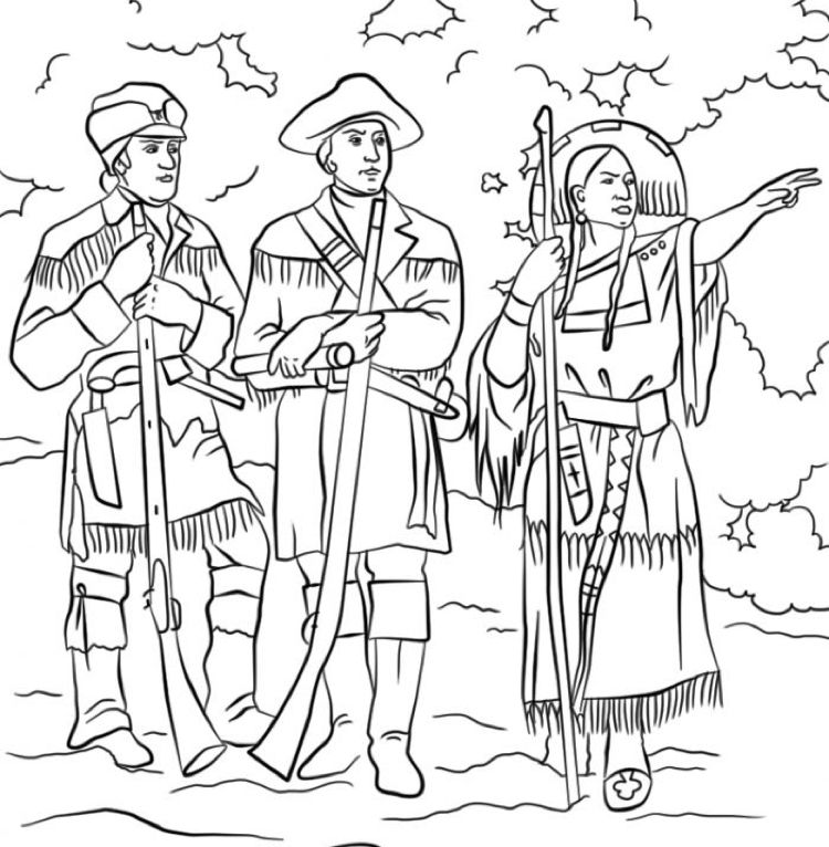 Lewis and clark and sacajawea lewis and clark sacagawea coloring pages