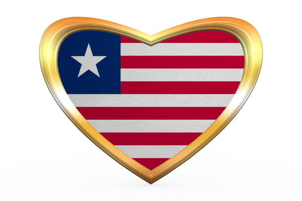 Liberia flag heart shape love stock photos pictures royalty