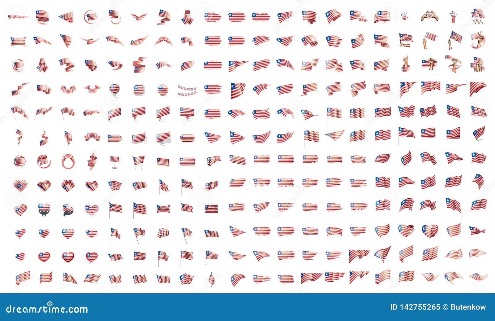 Very big collection of vector flags of the liberia stock vector