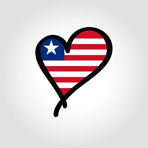 Liberia flag heart shape love stock photos pictures royalty