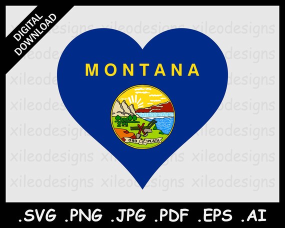 Montana heart flag svg mt usa love shape flag state icon sign symbol clipart emoji digital instant download vector png jpg pdf eps ai