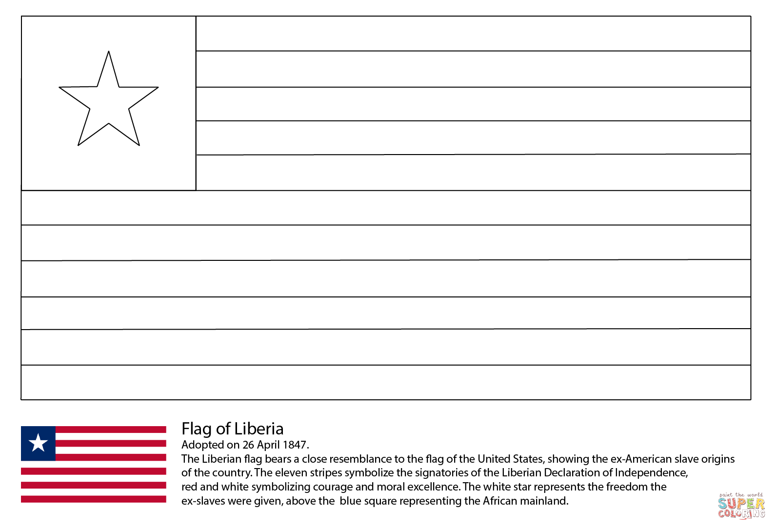 Flag of liberia coloring page free printable coloring pages