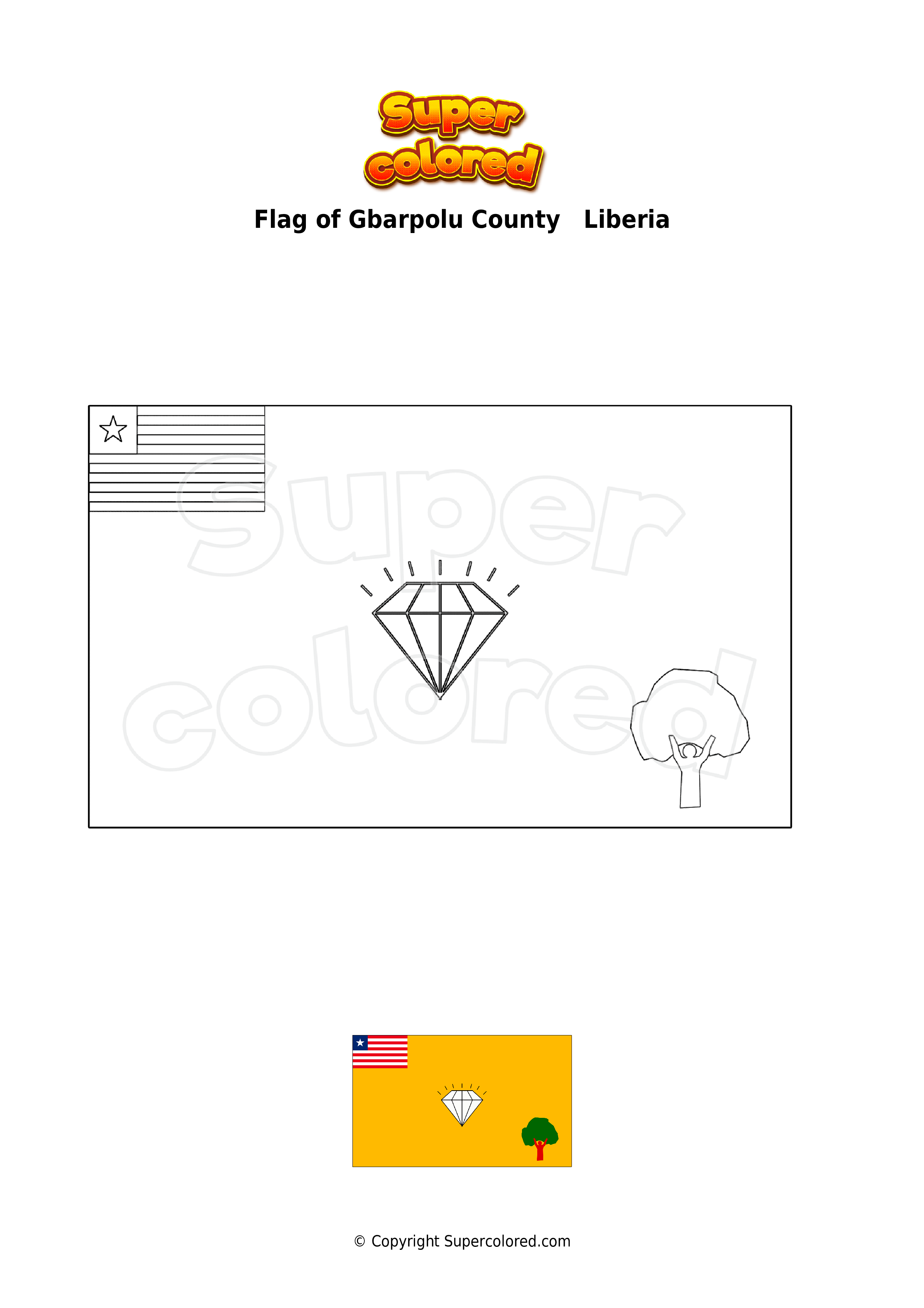 Coloring page flag of gbarpolu county liberia