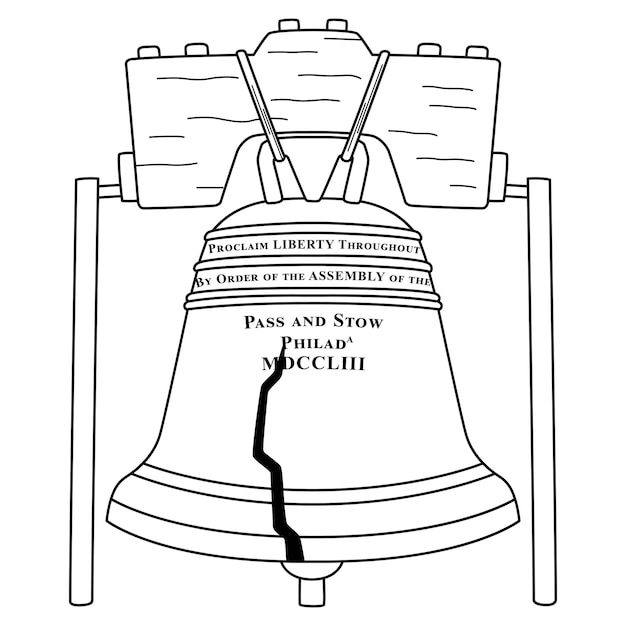 Premium vector th of july liberty bell isolated coloring page