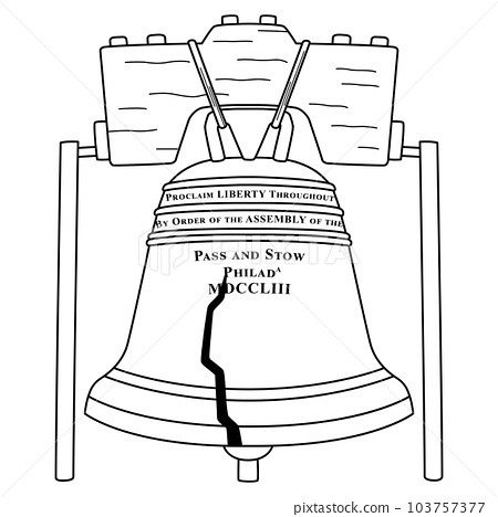 Th of july liberty bell isolated coloring page