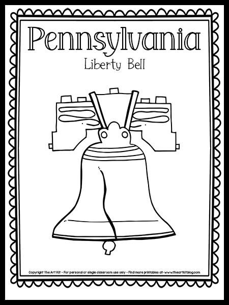 Pennsylvania state liberty bell coloring page free printable â the art kit