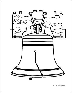 Clip art liberty bell coloring page i