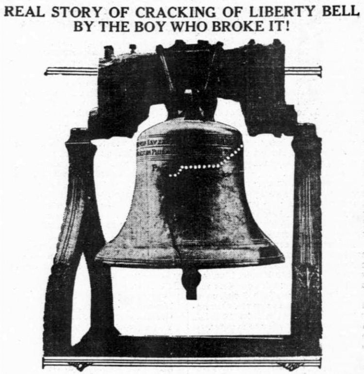 How the liberty bell was cracked according the boy who said he broke it