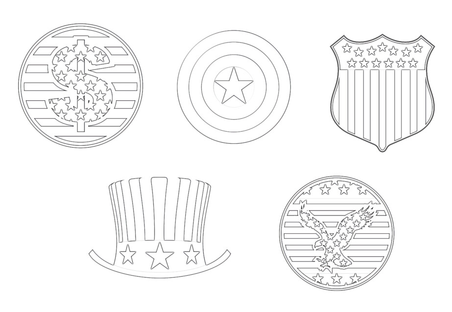 Printable american patriotic symbols coloring page