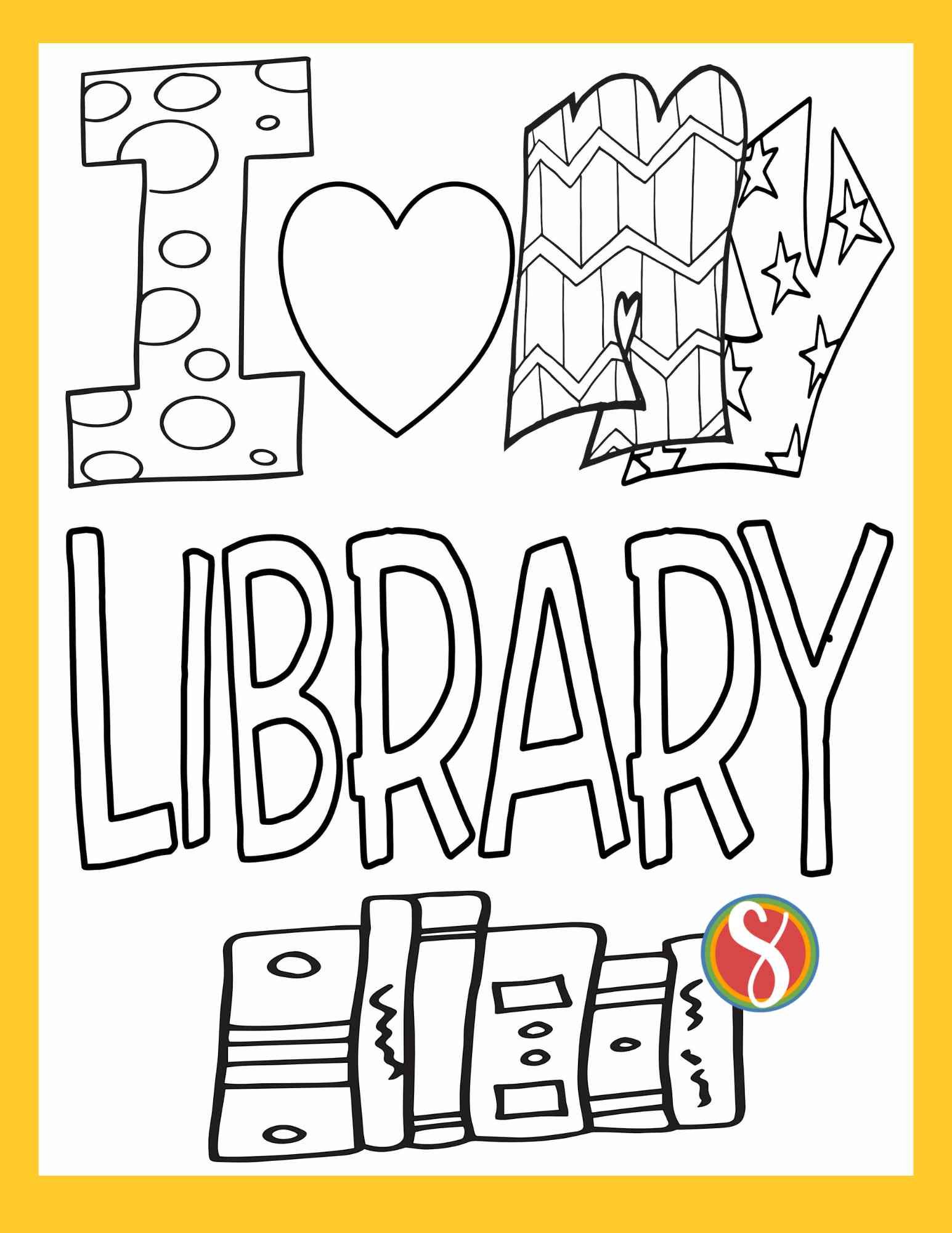 Free library coloring pages â stevie doodles